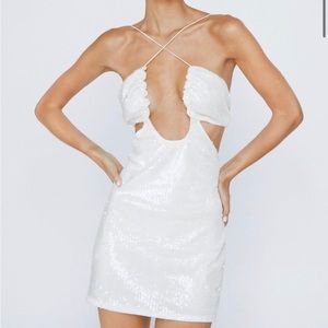 White sequin cutout mini dress - sold out online
